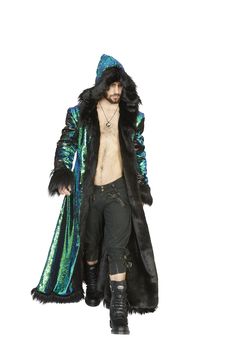 Dragons are extremely smart and powerful creatures! Get access to your superpowers with this MASTER DRAGON Fur Coat. It has dragon scales reversible sequins which change color and fur on the other side. On the inner side, this fur coat is made of black faux fur. It is very soft and will keep you warm even on the coldest desert night! MASTER DRAGON Fur Coat has a big wizard-like hood and a small collar in the front when all hooks are closed. This coat is fitted and has a Royal flared cut. This co Men Festival Outfit, Fur Coat Men, Cold Deserts, Boho Festival Outfit, Outfit Boho, Dragon Scale, Sequin Jacket, Black Faux Fur, Chic Fashion