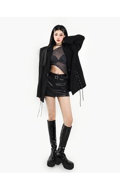 Brand: other/other Applicable age: 18-24 years old Size: S M Style: Commuter Collar: suit collar color: black Sleeve Type: Regular Item number: X22O5643 Season of the Year: Winter 2022 Sleeve Length: Long Sleeve shirt length: Medium Clothing version: loose Short Skirts Outfits, Fashion Illustration Tutorial, Pose Fotografi, Dark Outfits, Blazer And Shorts, Alt Fashion, Goth Outfits, Fashion Design Clothes, Stage Outfits