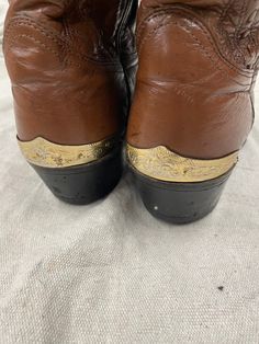 Vintage brown round toe with metal toe Rand cowboy boots very rare good condition size 8-9 Western Snip Toe Chelsea Boots For Ranch, Western Chelsea Boots With Leather Sole For Western-themed Events, Western Chelsea Boots With Leather Sole, Western Brown Snip Toe Heeled Boots, Western Boots With Concho And Round Toe, Concho Western Boots With Round Toe, Western Style Brown Moto Boots With Round Toe, Western-themed Round Toe Boots With Concho, Western Chelsea Boots With Round Toe For Rodeo