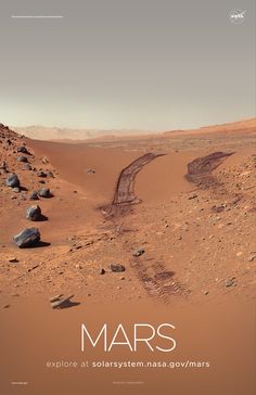 the cover of mars, with rocks and dirt in the foreground on an arid plain