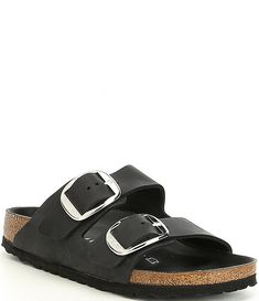 Birkenstock Women's Arizona Oiled Leather Big Buckle Slide Sandals | Dillard's Leather Slides With Double Straps And Leather Footbed, Double Strap Leather Sandals With Cushioned Footbed, Leather Closed Toe Slides With Textured Footbed, Leather Double Strap Sandals With Cushioned Footbed, Leather Double Strap Cushioned Footbed Sandals, Double Strap Leather Footbed Sandals, Leather Open-toe Footbed Sandals, Rugged Sandals With Textured Footbed And Round Toe, Leather Closed Toe Footbed Sandals With Buckle