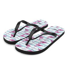 You'll be feeling yourself when you slip on these Flamino Palms Flip-Flops. These beauties are sure to get some attention poolside or at the beach because they're so fabulous! Rubber Sole Polyester Fabric Lining Y-Shaped Straps Womens Flip Flop, At The Beach, Flamingo, Rubber Sole, Flip Flops, The Beach, Polyester Fabric, Slip On, Sandals