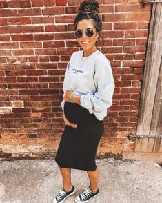 Pregnancy Outfits Casual, Grey Long Sleeve Crop Top, Maternity Clothes Summer, Preggo Fashion