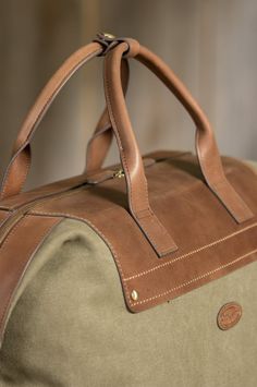 Overland Edison Canvas and Leather Travel Bag | Overland Weekend Bags, Promo Gifts, Sheepskin Slippers, Leather Travel Bag, Leather Crafts, Leather Travel, Travel Tote, Summer Hats, Weekender Bag