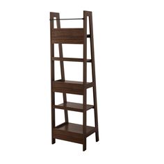 Freestanding contemporary 5-shelf ladder bookcase is perfect for storing books or decorative items. allen + roth Dark Walnut 5-Shelf Ladder Bookcase (20.5-in W x 72-in H x 18-in D) in Brown | SH-OF-3631 Shelf Ladder, Storing Books, Allen Roth, Ladder Shelf, Ladder Bookcase, Dark Walnut, Bookcase, Walnut, Decorative Items