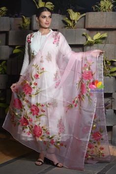 White jacket frock with front open ankle length, bottom churidar, pure organza dupatta, floral hand painted on overall dupatta,floral boota on frock. U can change the combination on your choice 💯% fabric gauranteed, work guaranteed Slightly color changes b'coz of light and resolution 99% same as picture Do not wash in machine and detergent 1st dry clean Instant wash use instant dryer after washing with water Do not use high heat iron on the work Put paper while ironing hand work fabric or in th Cheap Cotton Self Design Dupatta, Affordable Art Silk Dupatta For Eid, Luxury Handloom Organza Dupatta, Cheap Art Silk Traditional Wear For Festive Season, Luxury Cotton Silk Dupatta For Spring, Cheap Art Silk Dupatta For Eid, Luxury Women's Organza Churidar, Luxury Organza Sets With Digital Print, Luxury Organza Dupatta For Women