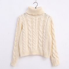 High Collar Knit Retro Upset Coarse Yarn Pullover Sweater Ootd Heels, Knitwear Outfit, Solid Color Sweater, Cardigan Sweater Vest, Slim Sweater, Pullover Cardigan, Design Clothes, Beauty Clothes, Favorite Sweater