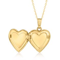 Ross-Simons - Diamond-Accented Heart Locket Necklace in 10kt Yellow Gold. 16". Canaria fine jewelry. Perfect for everyday wear, these genuine 10kt gold wardrobe essentials are fashionable, fun and designed to last a lifetime. Strong and durable, our collection of gold classics is always a great value. This 10kt yellow gold heart locket necklace holds your special memories close, with room for a 5/16" x 5/16" photo inside. Sparked with a single diamond accent and suspended from a cable chain. Sat Gold Heart Locket Necklace, Gold Wardrobe, Gold Heart Locket, Heart Locket Necklace, Heart Locket, Locket Necklace, Gold Heart, Heart Of Gold, Cable Chain