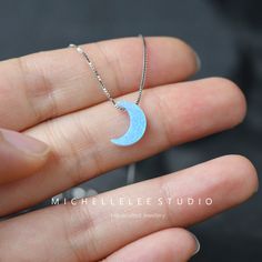 Opal Necklace, Fire Opal Crescent Moon Pendant Necklace in Sterling Silver, White and Blue Opal Necklace, Moon Necklace - Etsy Blue Moonstone Necklace In Moon Shape, Blue Moonstone Necklaces With Moon Phase Detail, Blue Moonstone Necklaces With Moon Phase, Blue Moonstone Necklace With Moon Phase Detail, Blue Moon Shaped Necklace For Gift, Blue Moon Phase Necklace For Gift, Blue Moon Necklace For Gift, Blue Crescent Necklace For Gifts, Blue Crescent Necklace For Gift