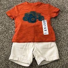 Nwot, Little Boys Outfit! Includes Short Sleeve Shirt And Cargo Shorts!! Adorable On!! Shirt Is Brand New And Tags Got Pulled Off Shorts As I Packed Them Away Shirt Size 12 Month Shorts Size 12-18 Month Box A/8 Orange Cotton Playtime Sets, Orange Cotton Bottoms For Playwear, Casual Orange Playtime Sets, Casual Orange Playwear Sets, Orange Shirt, Matching Sets, Cargo Shorts, Short Sleeve Shirt