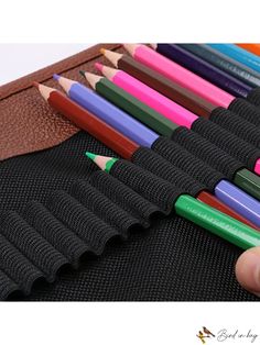 BirdinBag - Professional Brown Canvas Pencil Case for Art Supplies Black Pencil Organizers With Pen Holders, Artistic Pencil-shaped Pencil Case For School, Black Pencil Stationery For Personal Use, Artistic Pencil Case With Pen Slots, Artistic Pencil Case With Pen Holders, Artistic Pencil Case With Pen Holders For Daily Use, Artistic Pencil Case For Personal Use, Artistic Pencil Case For Everyday Use, Artistic Pencil Shaped Case For Personal Use