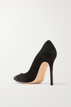 Black 105 suede pumps | GIANVITO ROSSI | NET-A-PORTER Suede Heels With 4-inch Pointed Toe, Formal Suede Court Shoes With 4-inch Heel, Chic Court Shoes With Reinforced Heel And Round Toe, Chic Fitted Court Shoes With Open Heel, Chic Formal Heels With Suede Lining, Evening Suede Court Shoes With Almond Toe, Suede Heels With Reinforced Open Heel, Open Heel Suede Heels With Reinforced Heel, Suede Open Heel With Reinforced Heel