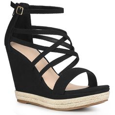 Looking for a stylish and comfortable pair of sandals to add to your wardrobe? Look no further than these ankle-strap espadrille platform sandals! These sandals feature a denim fabric for a casual look, with a single strap and strappy design at the upper, as well as an ankle strap and back zipper for easy wear. Plus, with an espadrille wedge heel and platform, these sandals offer just the right amount of height and style. The outsole is made of TPR, while the heel is made of PVC+TPR, making thes Trendy Ankle Strap Espadrille Sandals, Trendy Espadrille Sandals With Ankle Strap, Trendy Platform Espadrille Sandals, Trendy Espadrille Platform Sandals, Adjustable Platform Espadrille Sandals, Casual Strappy Platform Heels, Adjustable Strappy Platform Wedge Sandals, Spring Strappy Platform Wedge Sandals, Trendy Open Toe Espadrille Heels