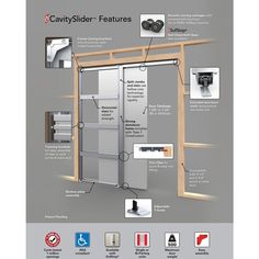 the diagram shows how to install an overhead door and frame for a sliding glass door