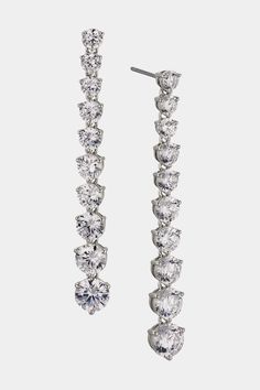 The graduated CZ stones add an elevated touch of elegance in a classic Tennis silhouette, making these earrings an essential and timeless addition to any outfit. Perfect for any occasion. Tennis Silhouette, Modern Love, Fine Jewellery Earrings, Bride Bridal, Cz Stone, Ring Bracelet, Earring Necklace, Jewelry Sales, Wedding Shop