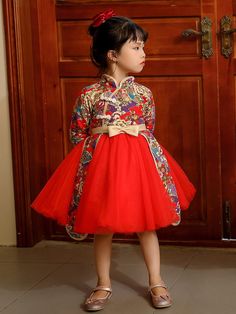 Beth and Brian Qipao-MLS Children Qipao dress Black Cheongsam, Qipao Pattern, Qipao Wedding, Red Qipao, Modern Qipao, Kids Formal, Qipao Dress, Size Chart For Kids, Chinese Dress