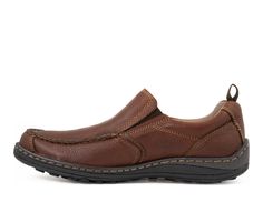 Genuine full grain leather upper,Easy slip-on entry,Flat heel,Classic moc toe,Removable long lasting PU foam cushioned insole for added comfort,Shock absorbing polyurethane outsole for added stability and comfort,Breathable mesh lining | Men's French Shriner Filmore Slip-On Shoes in Brown Size 9 Wide Leather Slip-ons With Almond Toe And Medium Width, Brown Oiled Leather Slip-on Shoes, Brown Leather Slip-ons Medium Width, Brown Moc Toe Slip-ons With Leather Lining, Brown Moc Toe Slip-on Shoes, Mens Loafers Casual, Shoes Brown, Casual Loafers, Shoe Carnival