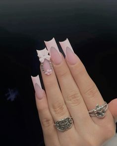 Mid Nails, Nail Simple, French Tip Gel Nails, Acrylic Nails Nude, Acrylic Toe Nails, Plain Nails, Long Acrylic Nail Designs, Colored Acrylic Nails, Girly Acrylic Nails