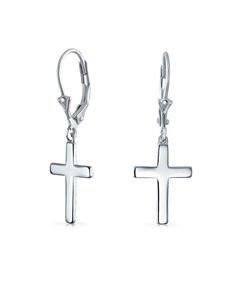 in stock Elegant Hypoallergenic Cross Earrings, Elegant Hypoallergenic Cross-shaped Earrings, Elegant Everyday Cross Earrings, Everyday Elegant Cross Earrings, Elegant Cross Earrings For Everyday, Dangle Cross Earrings, Spiritual Style, Religious Cross, Leverback Earrings