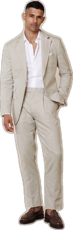 Elegant Spring Suits With Tapered Leg, Spring Elegant Suits With Tapered Leg, White Slim Fit Dress Pants For Business Casual, Classic Semi-formal Linen Dress Pants, Tailored Linen Dress Pants For Formal Occasions, Classic Linen Dress Pants For Business, Classic Linen Dress Pants For Semi-formal Occasions, White Linen Suits With Welt Pockets, Cream Linen Suits For Spring