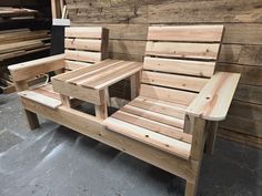 Digital printable plans for a two seat outdoor bench with a built in middle table. This is a beginner to intermediate build. Made with a 2x6, 2x4s and fence pickets. Basic woodworking tools needed, including a table saw to rip the fence pickets. This bench measures 66" Long, 24" wide and 35" Tall. This is a digital download for printable build plans. THIS IS NOT A PHYSICAL PRODUCT. NOTHING WILL BE SHIPPED. Custom Wood Decor, Camper Deck, Outdoor Bench Plans, Freestanding Deck, Middle Table, Outdoor Bench Seating, Table Build, Simple Benches, Fence Pickets