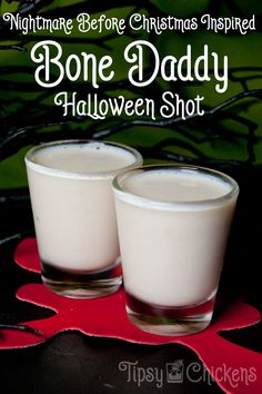 two glasses filled with bone daddy halloween shot