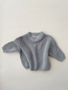 Chunky Knit Sweater - Sage – Purely Little Gray Oversized Cozy Sweater, Gray Textured Knit Cotton Sweater, Gray Cotton Textured Knit Sweater, Solid Chunky Knit Tops, Slouchy Cotton Winter Sweater, Cozy Cotton Sweater With Ribbed Cuffs, Oversized Chunky Knit Cotton Tops, Cotton Chunky Knit Sweater For Fall, Slouchy Cozy Cotton Sweater