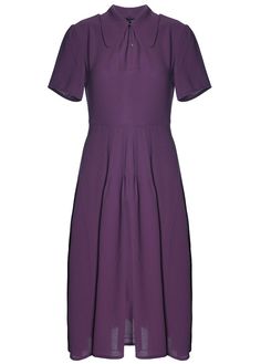 Alternative Dresses, Gothic Dresses, Alternative Dress, Dress With Collar, Attitude Clothing, Short Sleeved Dress, Dress Collar, Purple Midi Dress, Pretty Purple