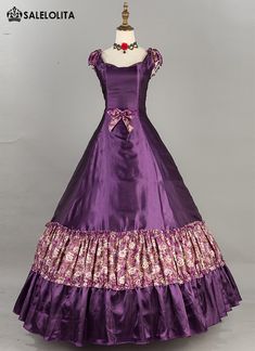 Purple Victorian Southern Belle Princess Fancy Dress Ball Gown Reenactment Costume Purple Fitted Victorian Costume Dress, Purple Victorian Dress Aesthetic, Southern Bell Dress Victorian, Dark Purple Victorian Dress, Historical Dresses Victorian, Ball Gowns Victorian, Princess Fancy Dress, Purple 1860s Dress, Gothic Victorian Dresses