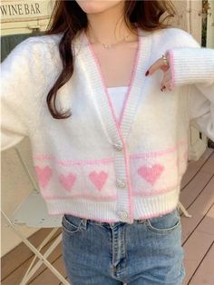 Korean Knitted Kawaii Cardigan Korean Knitted Cardigan, Cute Cardigan Outfits Korean, Cardigan Outfit Korean, Kawaii Cardigan, Kawaii Sweaters, Cute Cardigan Outfits, Korean Cardigan, Cardigan Korean Style, Kawaii Sweater