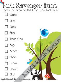 a park scavenger printable for kids