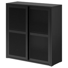 a black cabinet with two doors on each side