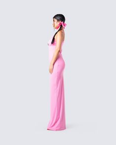 It really doesn't take much effort for a bad b*tch to look good 💅🏼 Be the type they’ll talk about forever in this subtle, but elegant pink strappy fitted maxi dress - made from a compact knit and complete with a lace trim 💗 Chic Pink Maxi Dress For Evening, Chic Pink Maxi Evening Dress, Chic Pink Evening Maxi Dress, Pink Bodycon Maxi Dress With Spaghetti Straps, Pink Stretch Maxi Dress For Formal Occasions, Pink Stretch Maxi Dress For Evening Wear, Pink Halter Neck Maxi Dress For Party, Pink Halter Neck Maxi Dress For Date Night, Feminine Pink Maxi Dress For Date Night