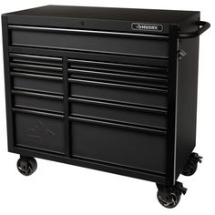 Industrial 41 in. W x 21.5 in. D 11-Drawer Rolling Cabinet Tool Chest in Matte Black Rolling Cabinet, Blue Drawers, Mobile Workbench, Black Drawer Pulls, Black Drawers, Tool Cabinet, Tool Chest, Drawer Slides, Drawer Liner