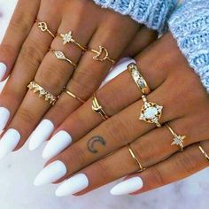 13 Pcs Summer Knuckle Rings Gold Bohemian Vintage Look Retro Boho Gem Crystal Moon Diamond Joint Knot Ring Sets For Party Daily Fesvital Fashion Jewelry Knuckle Rings Gold, Elephant Ring, Ring Sets Boho, Stackable Ring Sets, Rhinestone Material, Look Retro, Golden Ring, Party Rings, Knuckle Rings