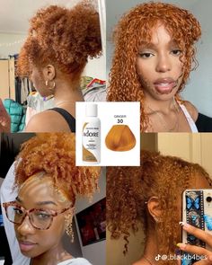 Ginger Dye On Natural Hair, 360 Hair Color, Orange Dyed Hair Black Women, Color 30 Natural Hair, Adore Spiced Amber Hair Color, Fall Color Hair Ideas For Black Women Natural, Dyed Natural Hair For Black Women Highlights, Hair Color Dye Ideas Black Women, Afro Hair Dye Colors