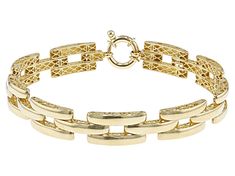 Splendido Oro™ 14k Yellow Gold 9mm Panther Link Bracelet with a spring ring clasp. Elegant Gold Link Bracelet, Formal Yellow Gold Bracelets With Clasp, Elegant Gold Link Bracelet With Clasp, Formal 14k Gold Chain Bracelet With Spring Ring Clasp, Timeless Formal Bracelets With Spring Ring Clasp, Timeless Formal Bracelet With Spring Ring Clasp, Timeless Bracelet With Spring Ring Clasp For Formal Events, Formal Gold Bracelet With Lobster Clasp, Formal Yellow Gold Chain Bracelet With Spring Ring Clasp