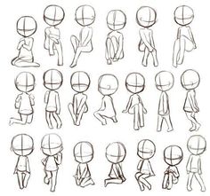 an animation character's head and body with various expressions, including the expression for each character