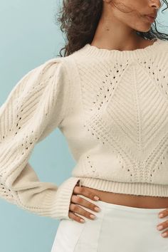 By Anthropologie Scalloped Collar Sweater | Anthropologie Collar Jumper, Scalloped Collar, Knitwear Inspiration, Pointelle Sweater, Asymmetrical Sweater, Ruffle Sweater, Collar Sweater, Anthropologie Sweater, Ribbed Sweater