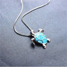 Turtle Pendant Blue Opal Rhinestone Zirconia Necklace Cute Turtle, Blue Opal Necklace, Lovely Animals, Cute Turtles, Turtle Necklace, Turtle Pendant, Blue Gift, Resin Necklace, Shell Necklaces