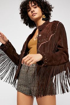 Suede Leather Jacket, Estilo Country, Western Jacket, Boho Jacket, Western Women, Leather Decor, Woman Style, Fringe Jacket, Leather Fringe