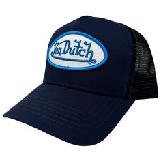 * Von Dutch Unisex Trucker * Authentic With Tag * Navy Blue With Blue/White Logo Patch * Breathable Black Mesh Panels * Curved Bill * Inner Moisture Sweatband * Inner Von Dutch Tape Lining * Rear Logo Label With Embossed Von Dutch Logo At Snapback Closure * 50% Polyester, 50% Cotton * Von Dutch Hologram Authenticity Decal Underneath Bill * Mpn Vdnvy062524 * Msrp $89 **Beware Of Fakes. They Will Not Have Hologram Decal, Von Dutch Tag, Von Dutch Tape Lining, Embossed Von Dutch Logo At Snapback, Or Yellow Camo, Camo Trucker Hat, Blue Crush, Von Dutch, Strapback Hats, Embroidered Caps, Mesh Cap, Logo Label, Dad Caps