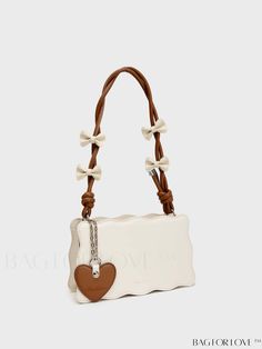 BagForLove - Charming Novelty Bag with Heart and Bow Decoration White Shoulder Bag For Valentine's Day, White Crossbody Bag For Valentine's Day, White Heart-shaped Shoulder Bag For Valentine's Day, White Heart-shaped Shoulder Bag For Daily Use, Trendy White Heart-shaped Shoulder Bag, White Rectangular Bags For Valentine's Day, Valentine's Day Rectangular Shoulder Bag With Removable Pouch, Cute White Bags For Valentine's Day, Cute White Bag For Valentine's Day