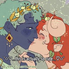 an image of two people kissing with the caption'this is actually so cute '