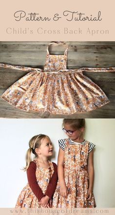 Sewing Projects Apron, Apron Sewing Tutorial, Diy Dress To Skirt, Useful Things To Sew Diy Projects, Kid Apron Pattern Free, Apron Pattern For Kids, Easy Sewing Ideas To Sell, Sewing Ideas For Babies, Sewing Patterns For Kids Clothes