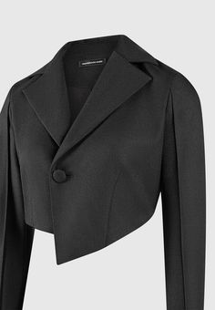 Asymmetric Tailored Cropped Blazer - Black | Manière De Voir USA Womens Matching Sets, Cropped Blazer, Blazer Black, Womens Blazers, Care Label, Black Blazers, Blazers For Women, The Body, Classic Looks