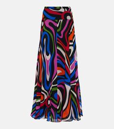 Marmo Silk Maxi Skirt in Multicoloured - Pucci | Mytheresa Bohemian Jewels, Silk Maxi Skirt, Silk Maxi, International Fashion, Emilio Pucci, Sewing Clothes, Color Scheme, Designing Women, Maxi Skirt