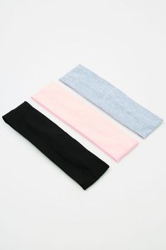 Set of 3 Stretchy Headbands, Chalk Pink/Grey/Black