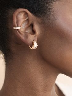 18kt gold plated Brass CZ 0.6" x 0.75" Pearl Cuff, Hoop Earrings Style, Back Necklace, Mini Hoop Earrings, Chain Anklet, Clear Crystals, Gold Plated Chains, Clear Crystal, Fashion Earrings