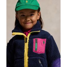 This jacket is made with cozy teddy fleece and detailed with woven piecing in playful pops of color. Playful Winter Fleece Outerwear, Playful Fleece Outerwear For Fall, Playful Long Sleeve Fleece Outerwear, Multicolor Fall Outerwear For Playtime, Sporty Multicolor Fleece Outerwear, Multicolor Long Sleeve Outerwear For Playtime, Teddy Fleece, Fleece Jacket, Color Block